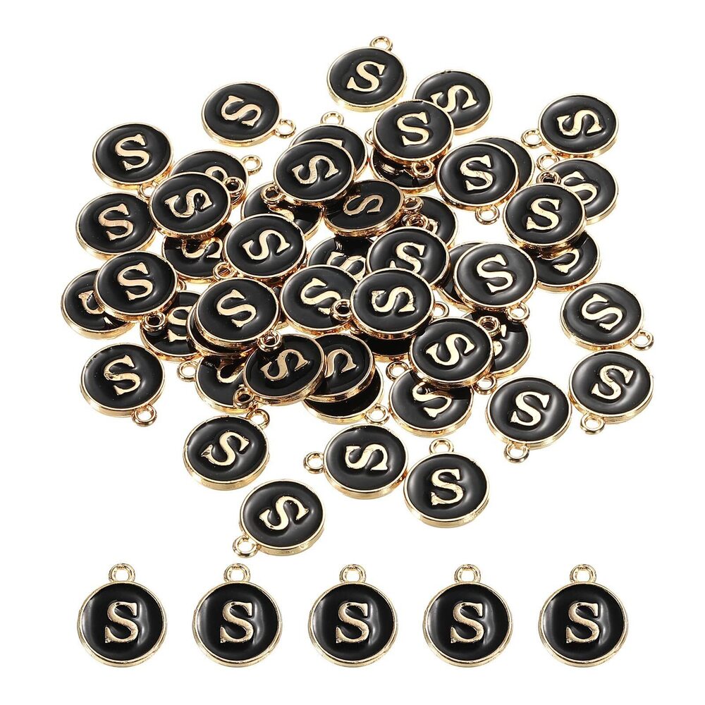 6055 Alphabet S Letter Charm Double Sided Enamel Initial Alphabet Pendant